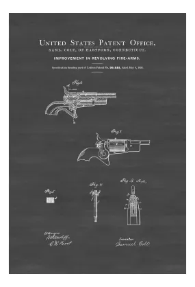 1858 Colt Firearm Patent - Patent Print, Wall Decor, Gun Art, Firearm Art, Colt Patent, Firearm Patent, Colt Firearm, Colt Revolver