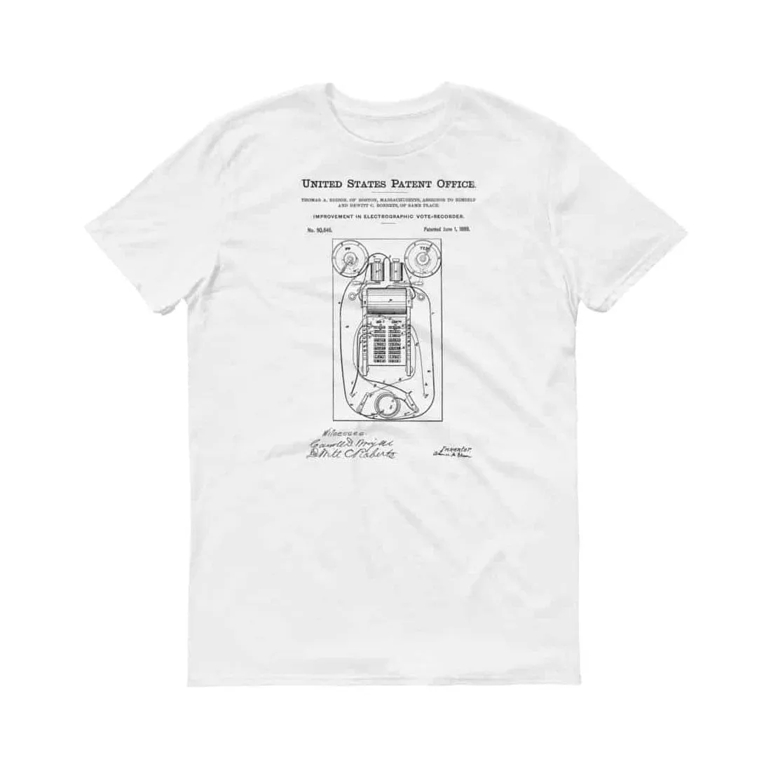 1869 Edison Voting Machine Patent T-Shirt - Edison Patent, Election T-shirt, Edison T-Shirt, Thomas A. Edison, Voting Machine T-Shirt