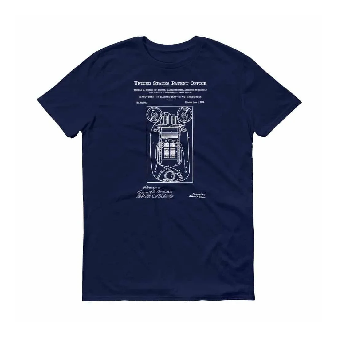 1869 Edison Voting Machine Patent T-Shirt - Edison Patent, Election T-shirt, Edison T-Shirt, Thomas A. Edison, Voting Machine T-Shirt