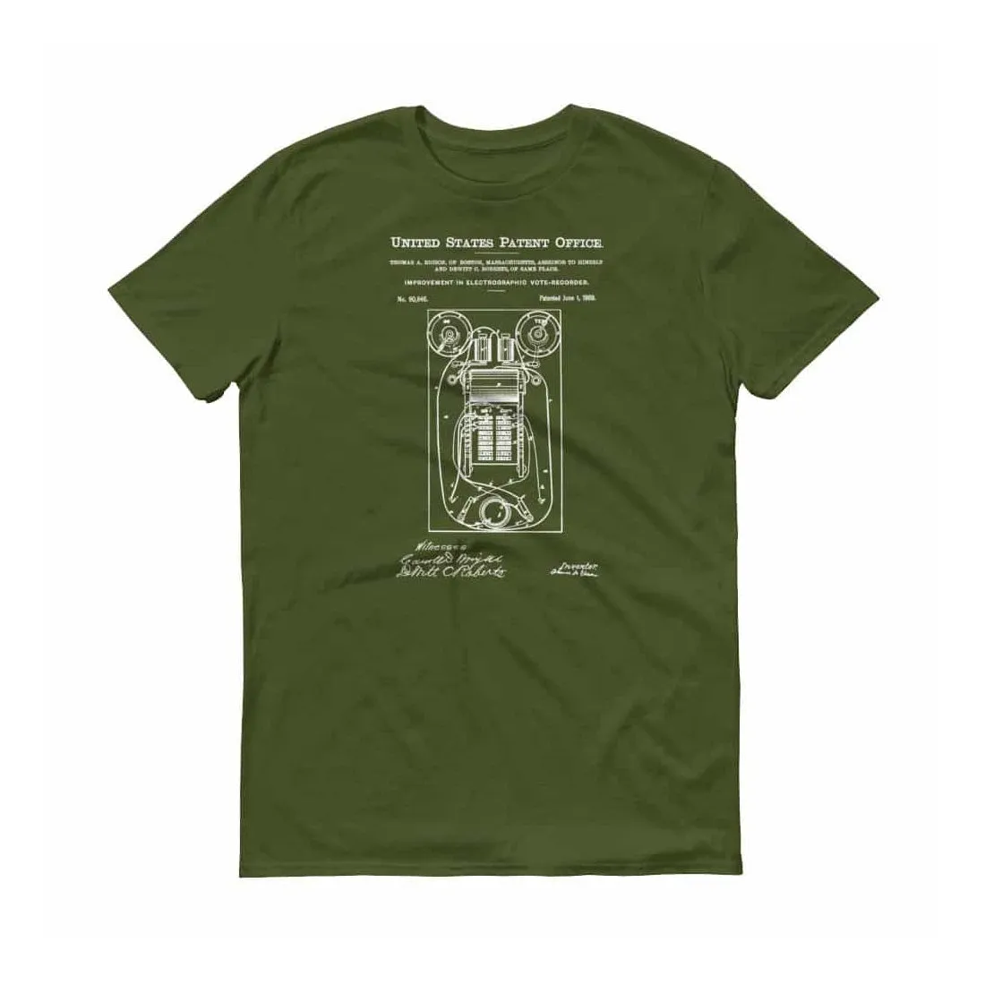 1869 Edison Voting Machine Patent T-Shirt - Edison Patent, Election T-shirt, Edison T-Shirt, Thomas A. Edison, Voting Machine T-Shirt