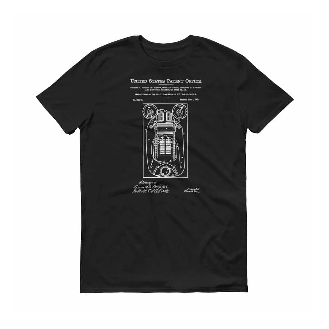 1869 Edison Voting Machine Patent T-Shirt - Edison Patent, Election T-shirt, Edison T-Shirt, Thomas A. Edison, Voting Machine T-Shirt