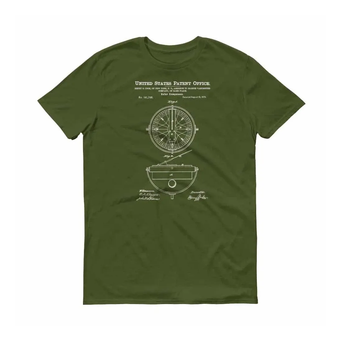 1873 Solar Compass Patent T-Shirt - Nautical Shirt, Patent Shirt, Vintage Tools, Old Patent Shirt, Vintage Instrument, Solar Compass T-Shirt