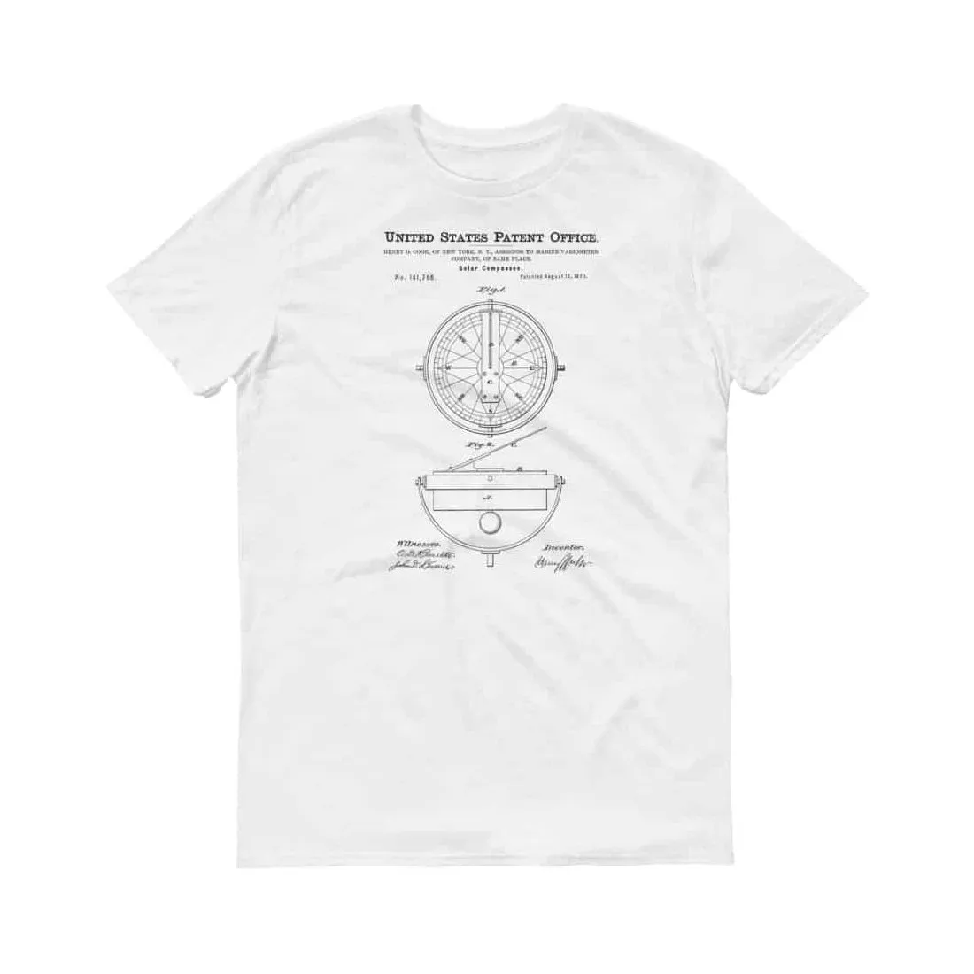 1873 Solar Compass Patent T-Shirt - Nautical Shirt, Patent Shirt, Vintage Tools, Old Patent Shirt, Vintage Instrument, Solar Compass T-Shirt