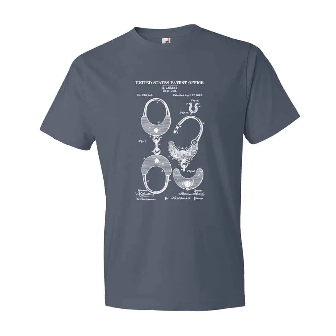 1880 Handcuff Patent T Shirt - Patent Shirt, Handcuff Shirt, Vintage Handcuff, Old Handcuffs, Bizarre Art T Shirt, Law Enforcement Gift