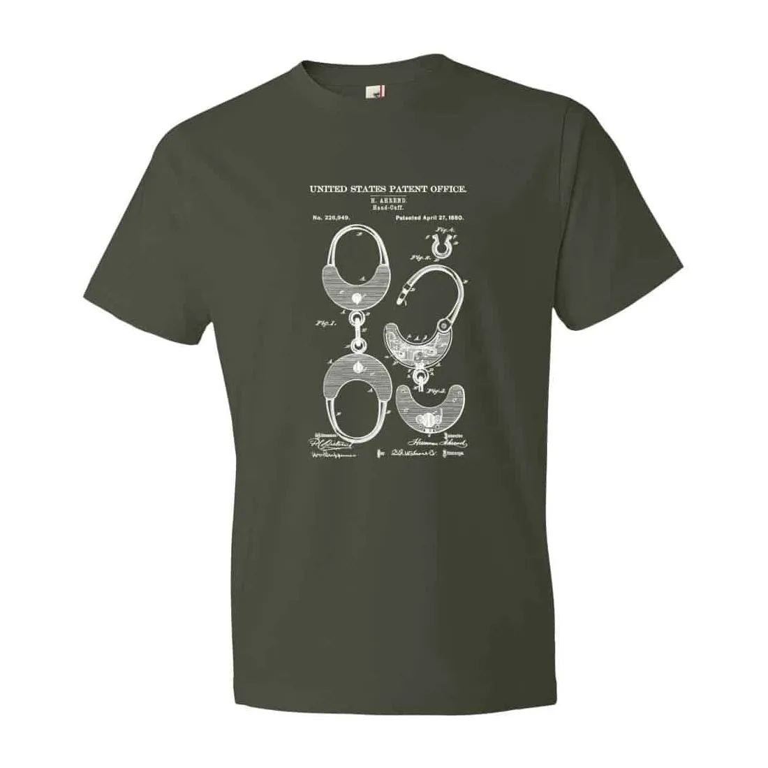 1880 Handcuff Patent T Shirt - Patent Shirt, Handcuff Shirt, Vintage Handcuff, Old Handcuffs, Bizarre Art T Shirt, Law Enforcement Gift