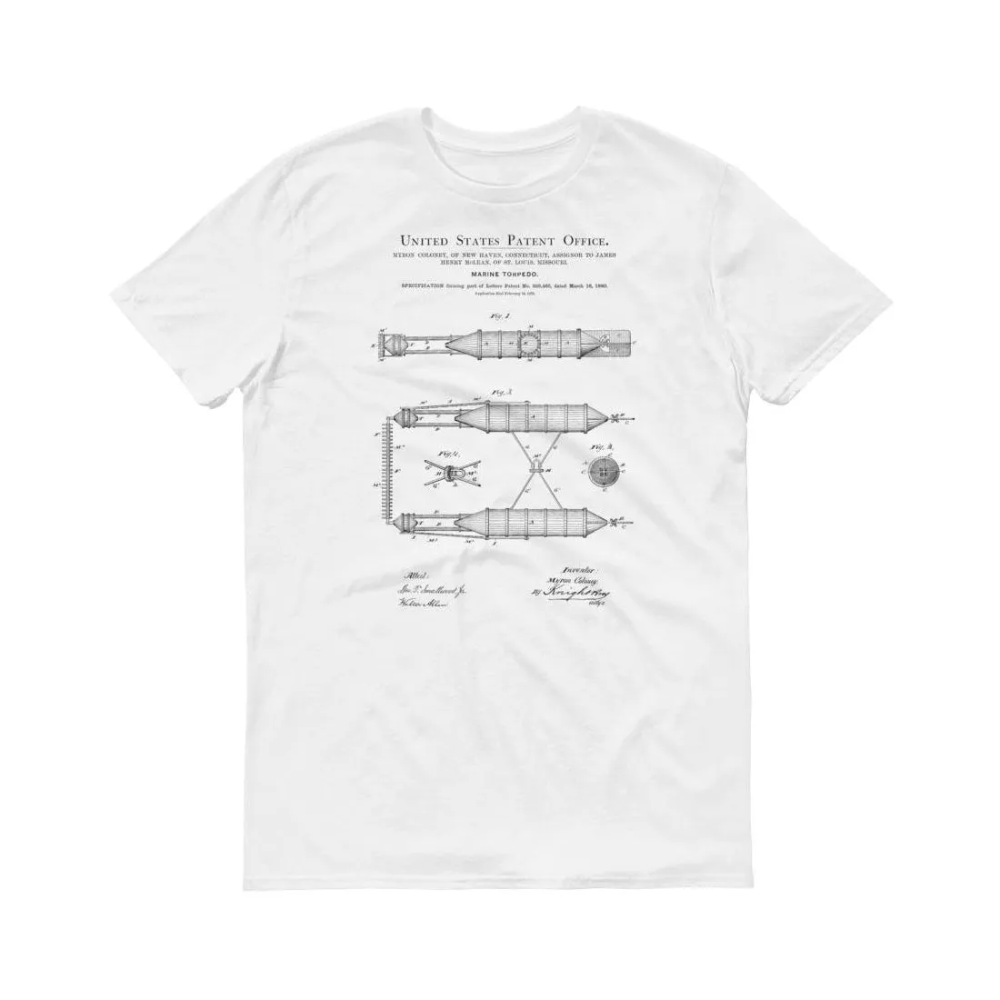 1880 Marine Torpedo Patent T-Shirt -  Naval Art, Sailor Gift, Torpedo Shirt, Navy, Patent T-Shirt, Old Patent T-shirt, Vintage Torpedo