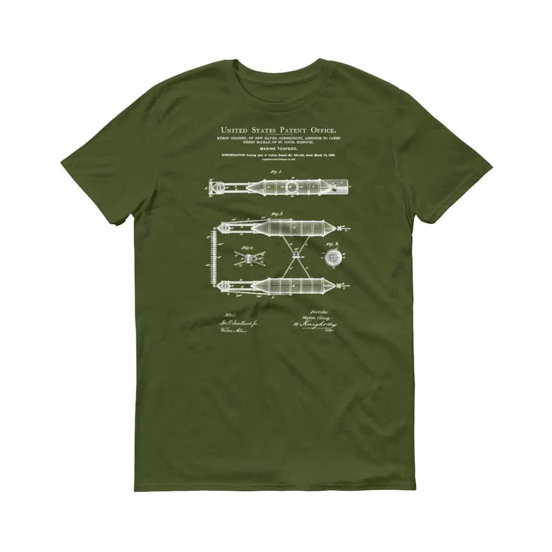 1880 Marine Torpedo Patent T-Shirt -  Naval Art, Sailor Gift, Torpedo Shirt, Navy, Patent T-Shirt, Old Patent T-shirt, Vintage Torpedo