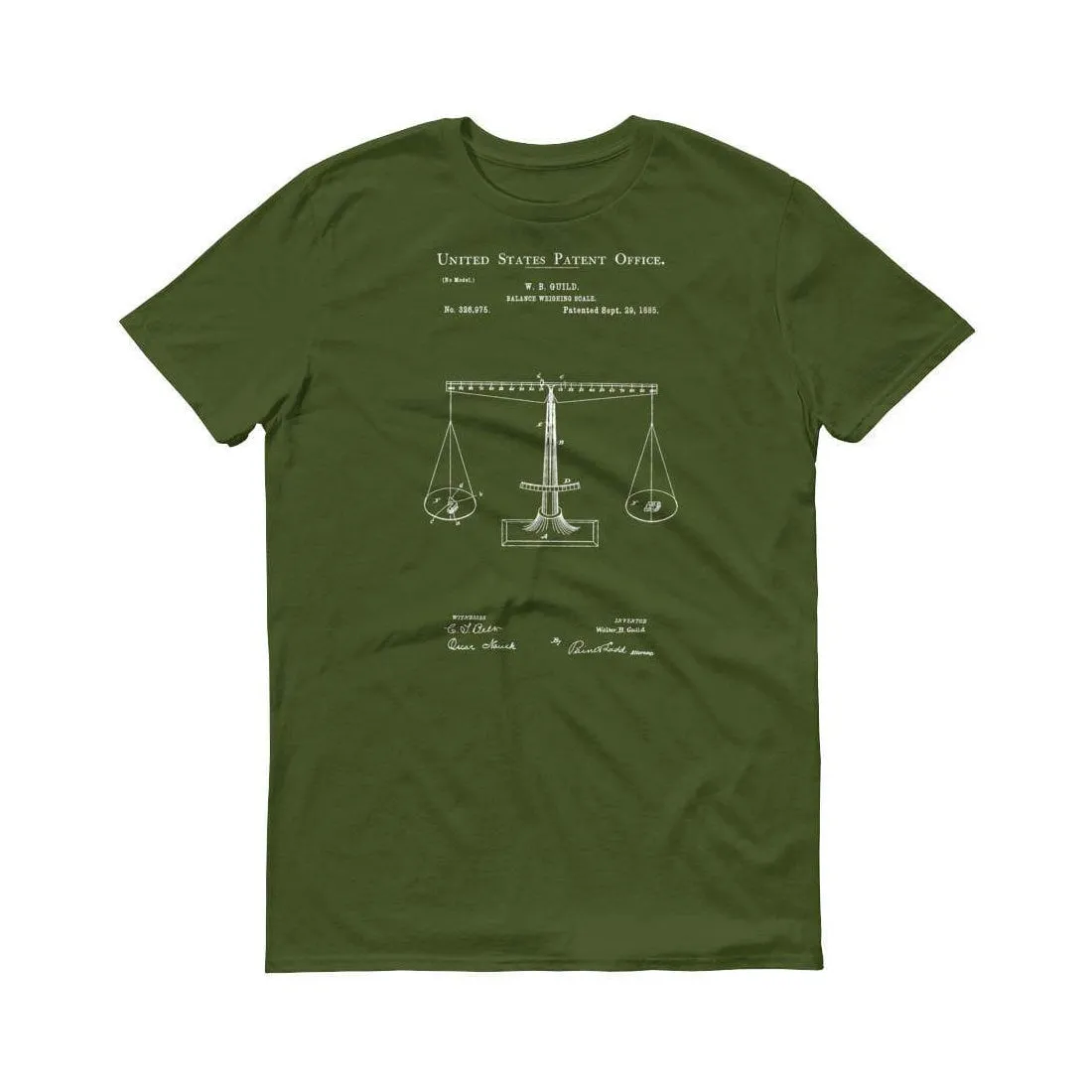 1885 Scales of Justice Patent T-Shirt - Scales T-Shirt, Lawyer Gift, Law, Law Student Gift, Court Reporter Gift, Old Patent T-shirt