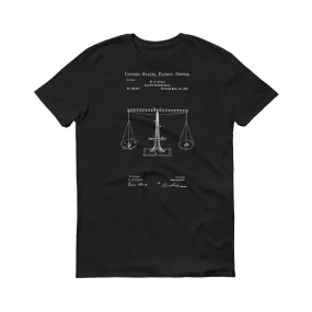 1885 Scales of Justice Patent T-Shirt - Scales T-Shirt, Lawyer Gift, Law, Law Student Gift, Court Reporter Gift, Old Patent T-shirt