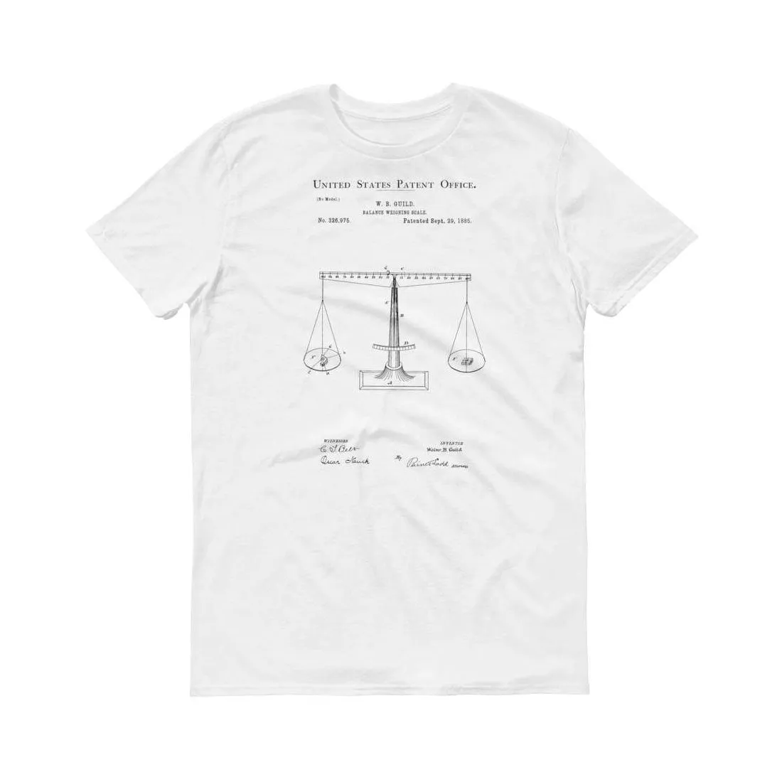 1885 Scales of Justice Patent T-Shirt - Scales T-Shirt, Lawyer Gift, Law, Law Student Gift, Court Reporter Gift, Old Patent T-shirt