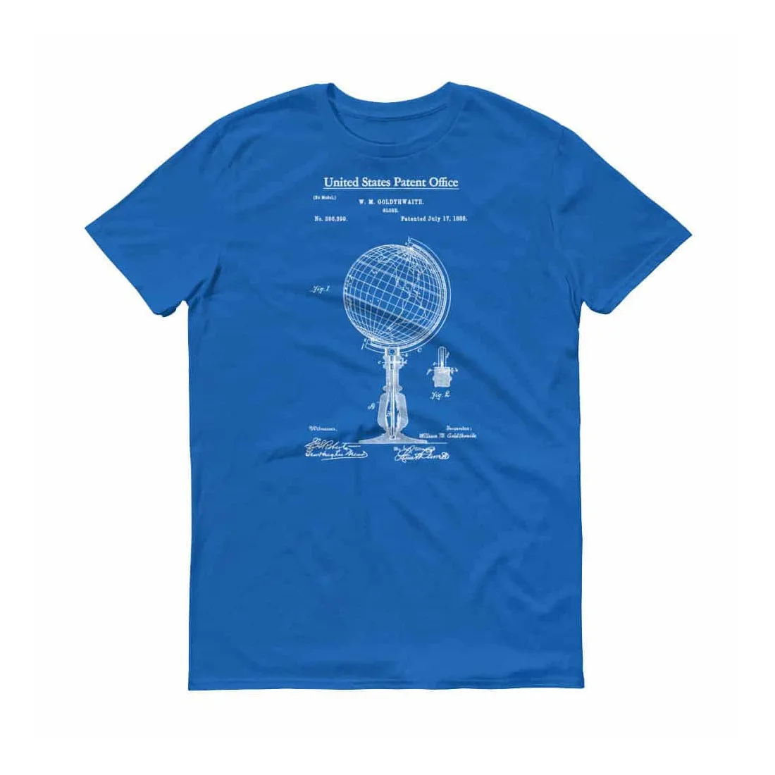 1888 World Globe Patent T-Shirt - Patent Shirt, Vintage Globe, Old Patent T-shirt, Vintage Map, Geography T-Shirt, World Map Shirt