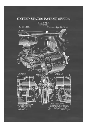 1898 Revolver Patent - Patent Print, Gun Art, Firearm Art, Western Art, Gun Patent, Firearm Patent, Law Enforcement Gift, Revolver Poster