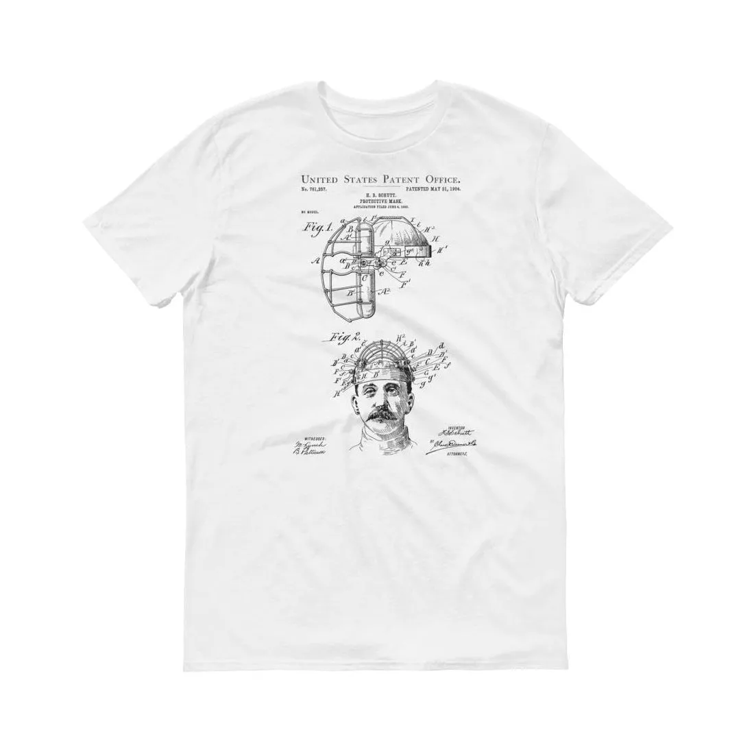 1904 Protective Mask Patent T-Shirt - Baseball Mask T-Shirt, Baseball Shirt, Baseball Patent, Baseball Gift, Catcher Mask, Umpire Mask