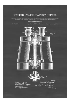 1908 Binocular Telescope Patent - Patent Print, Wall Decor, Telescope Décor, Vintage Telescope , Old Telescope, Binocular Patent