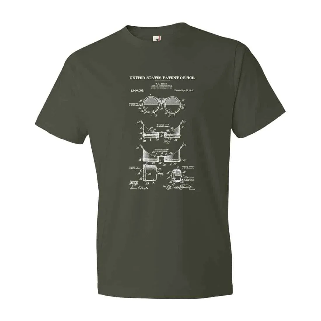 1913 Vintage Goggles Patent T-Shirt - Patent Shirt, Vintage Tools, Old Patent T-shirt, Goggles T-Shirt, Steampunk T-Shirt