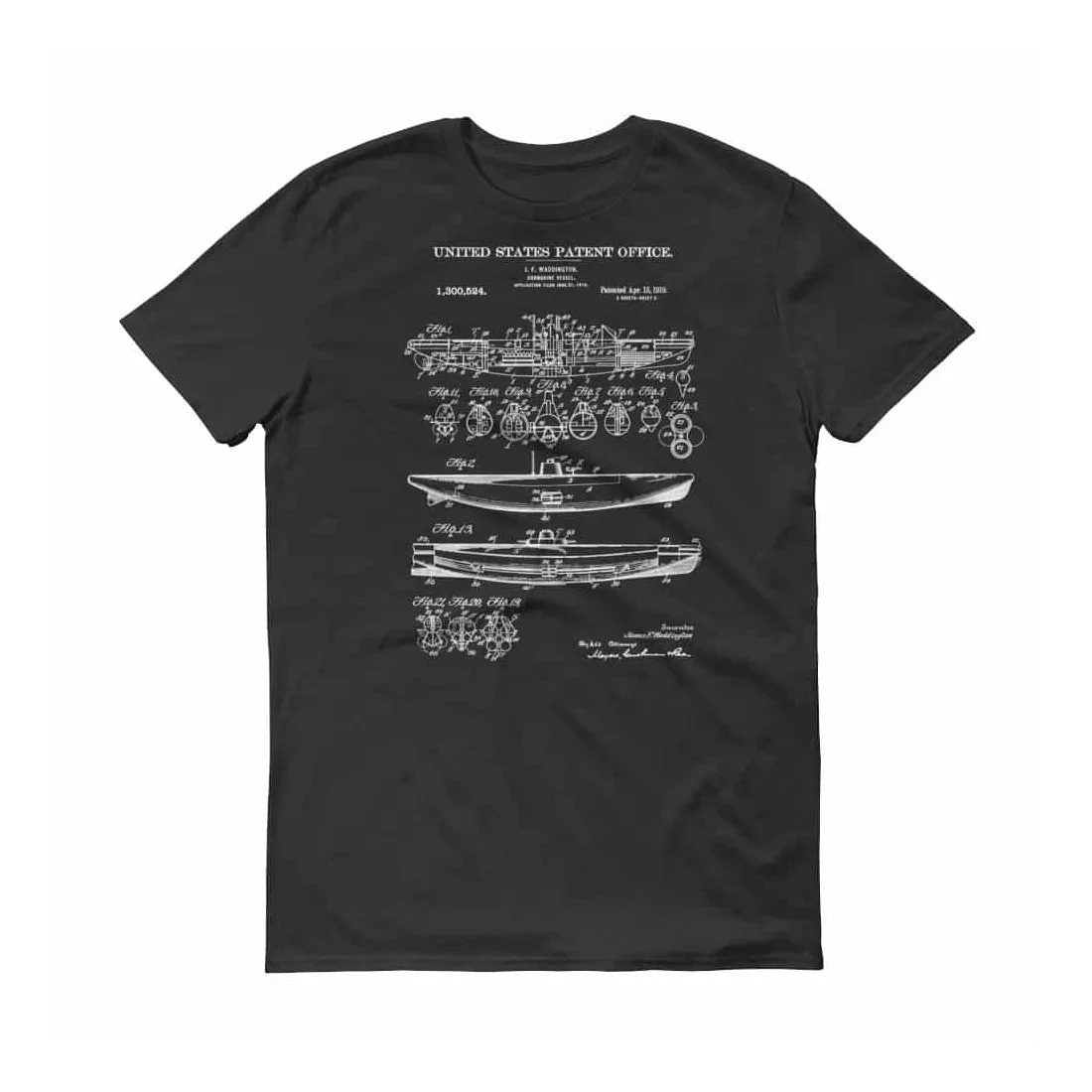 1919 Submarine Patent T-Shirt -  Naval Art, Sailor Gift, Submarine Shirt, Navy, Patent t-shirt, Old Patent T-shirt, Vintage Submarine