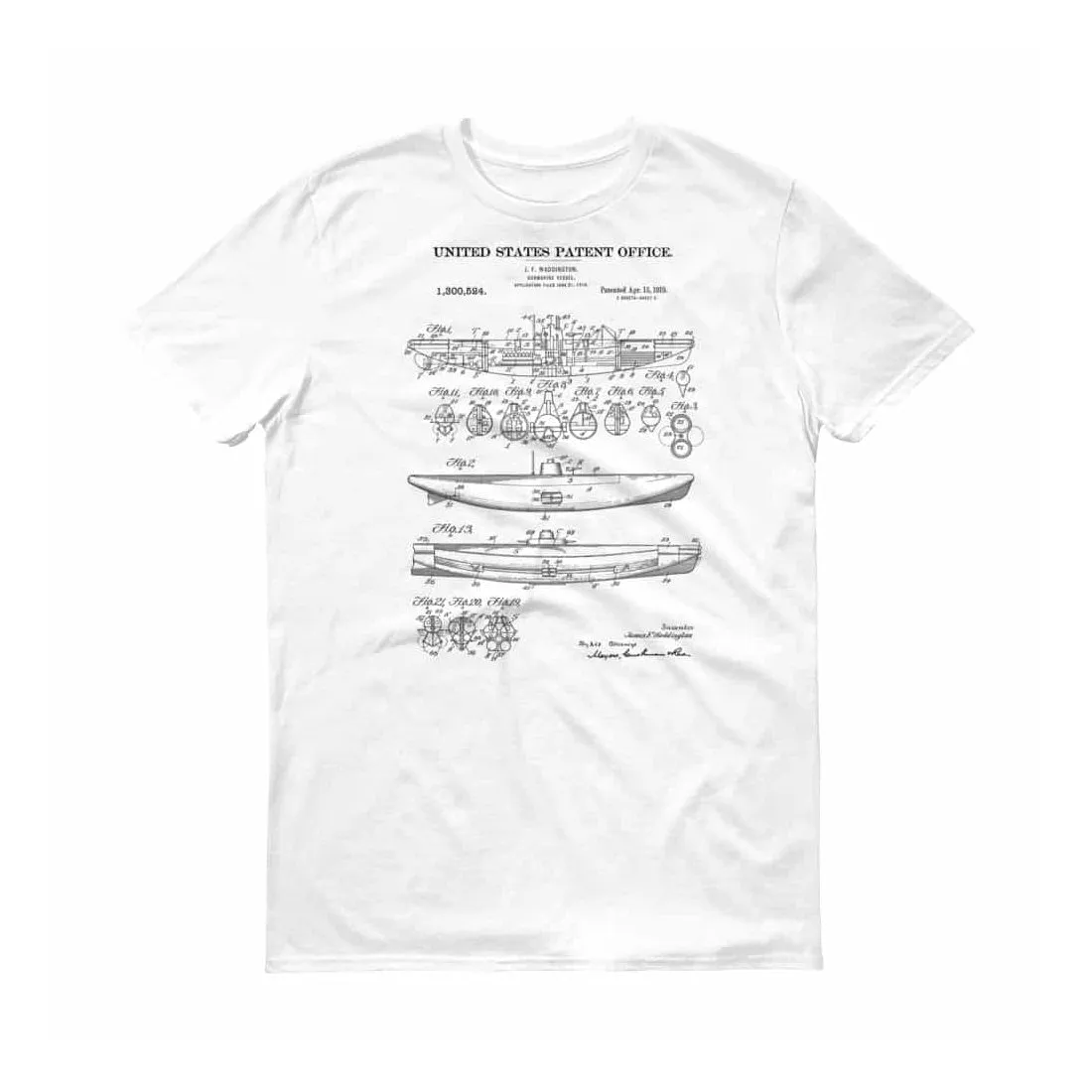 1919 Submarine Patent T-Shirt -  Naval Art, Sailor Gift, Submarine Shirt, Navy, Patent t-shirt, Old Patent T-shirt, Vintage Submarine