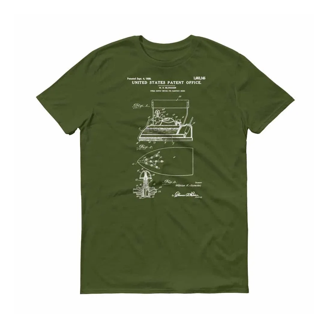 1924 Steam Iron Patent T-Shirt - Vintage Patent Shirt, Vintage Iron, Steam Iron T-Shirt, Electric Iron Patent, Old Appliance Patent T-Shirt