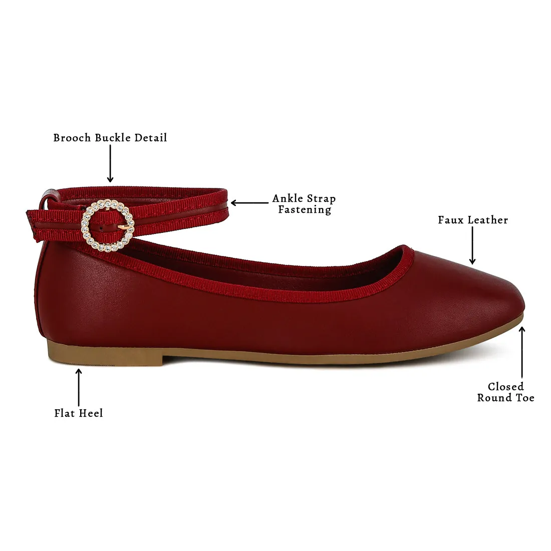 Ankle Strap Detail Ballet Flats