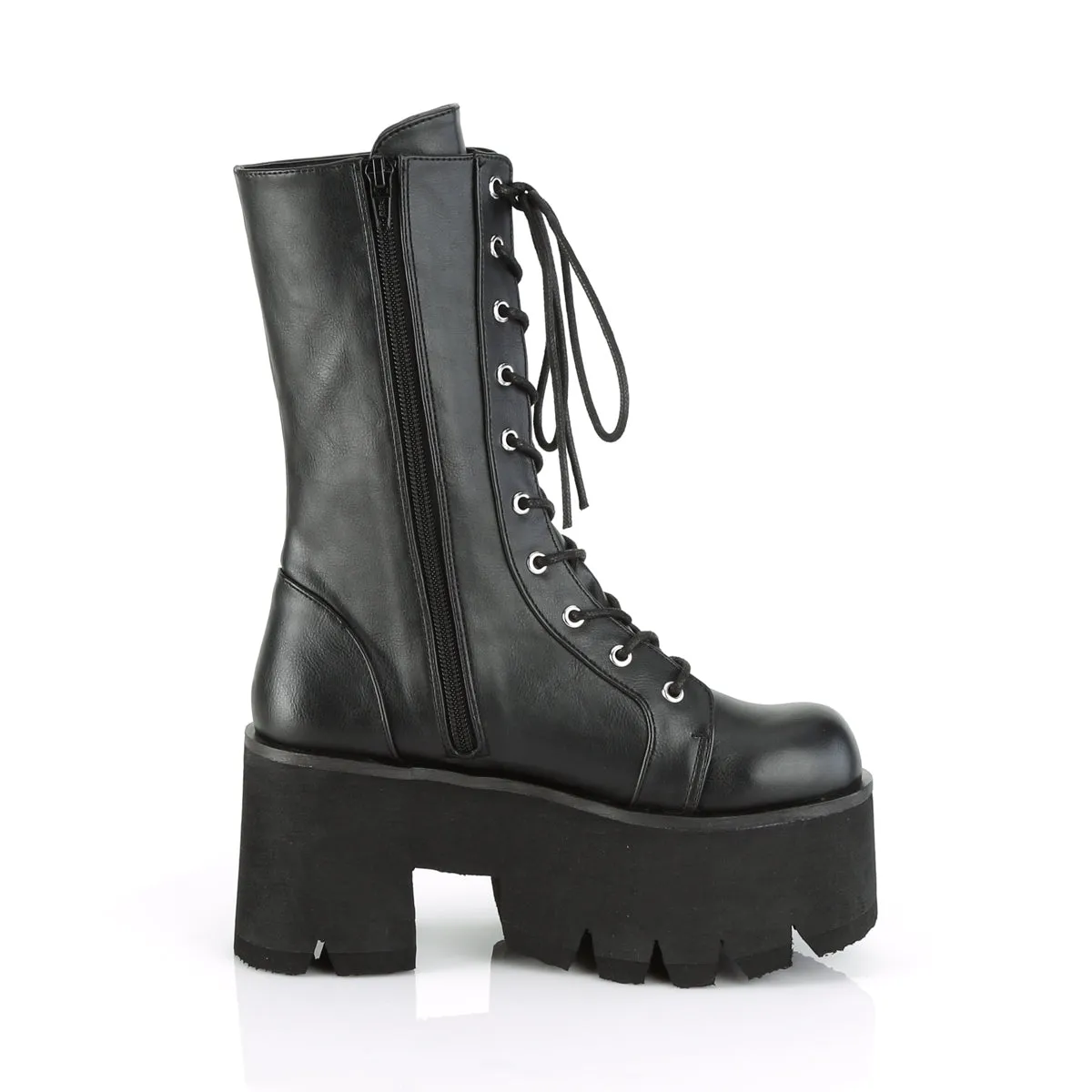 ASHES-105 Demoniacult Alternative Footwear Women's Lace Up Calf High Boots