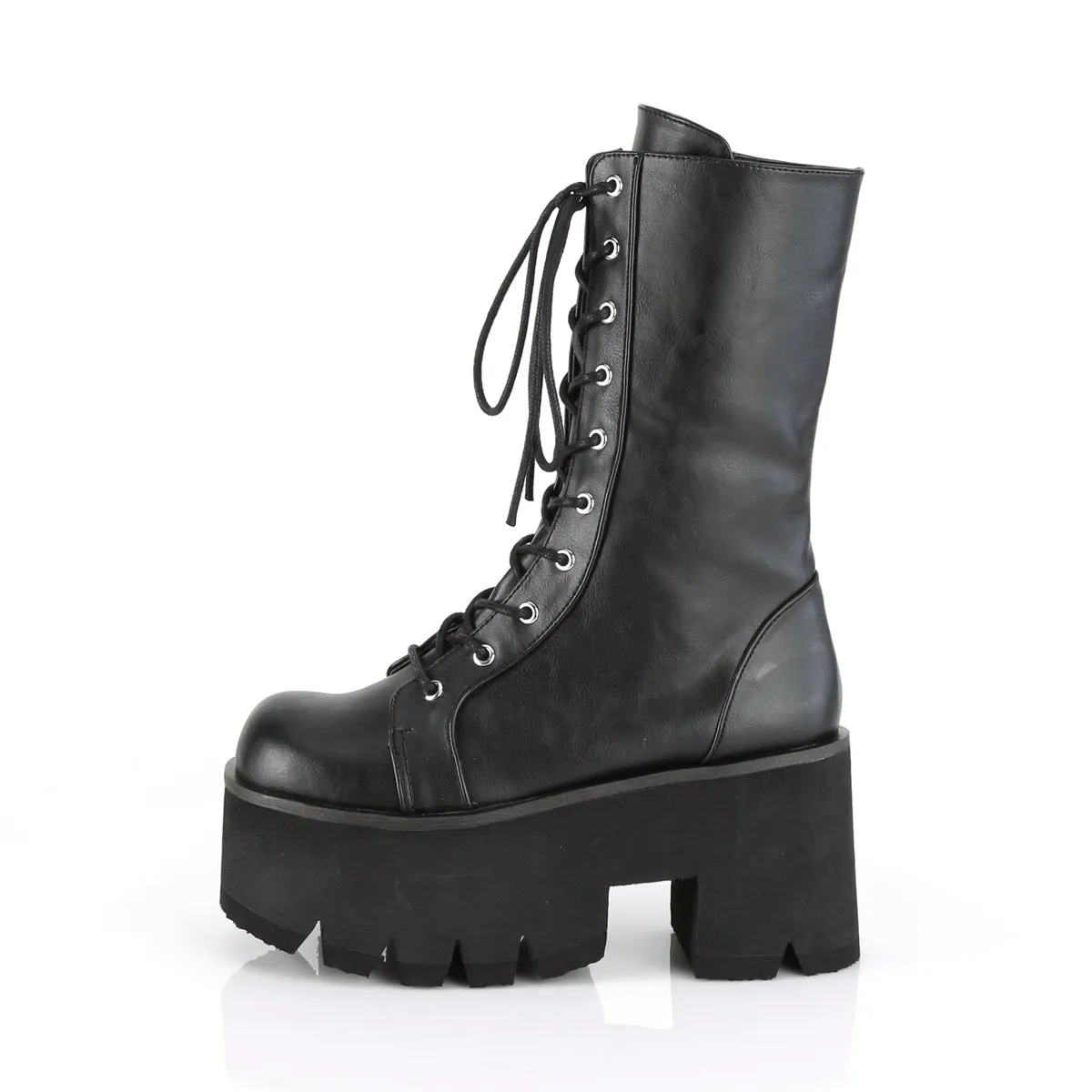 ASHES-105 Demoniacult Alternative Footwear Women's Lace Up Calf High Boots