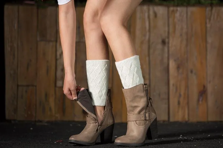Autumn and winter knitted warm leg boots boot wool leggings rhombus line socks