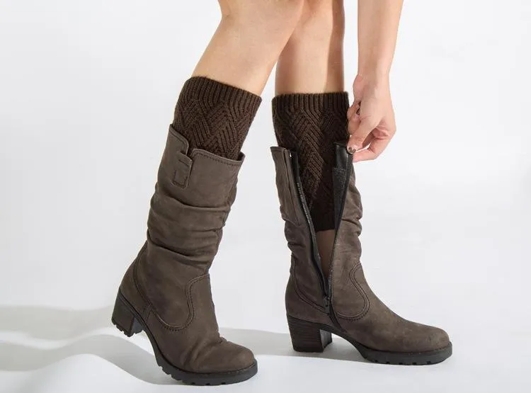 Autumn and winter knitted warm leg boots boot wool leggings rhombus line socks