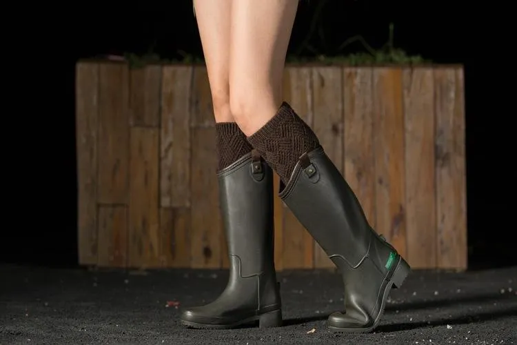Autumn and winter knitted warm leg boots boot wool leggings rhombus line socks