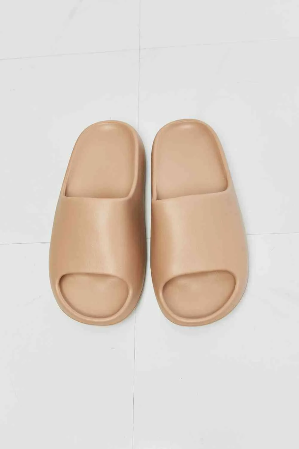 Beige Chic Rubber Slides in Black