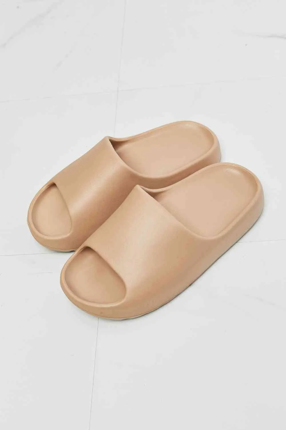 Beige Chic Rubber Slides in Black