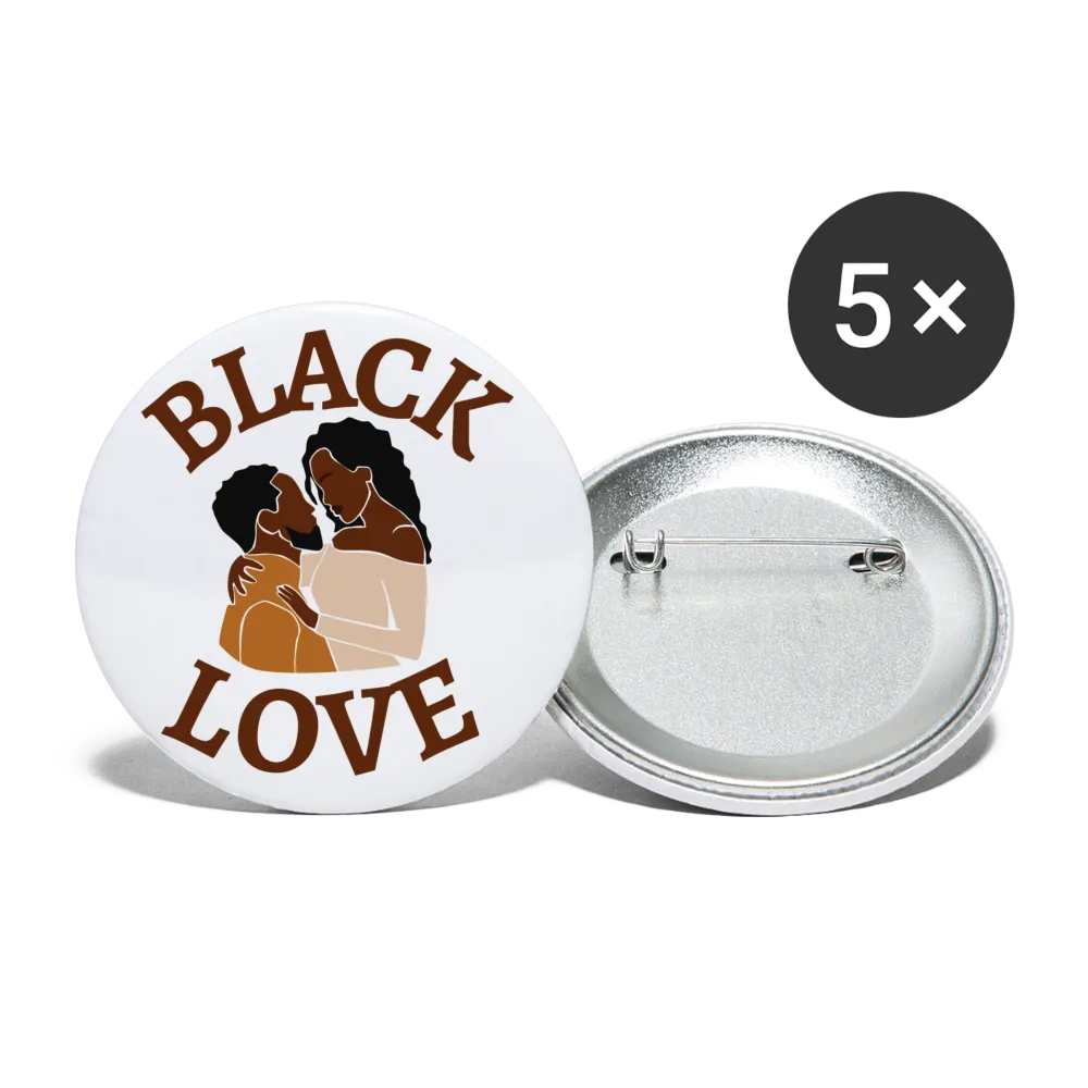 Black Love Buttons large 2.2'' (5-pack)