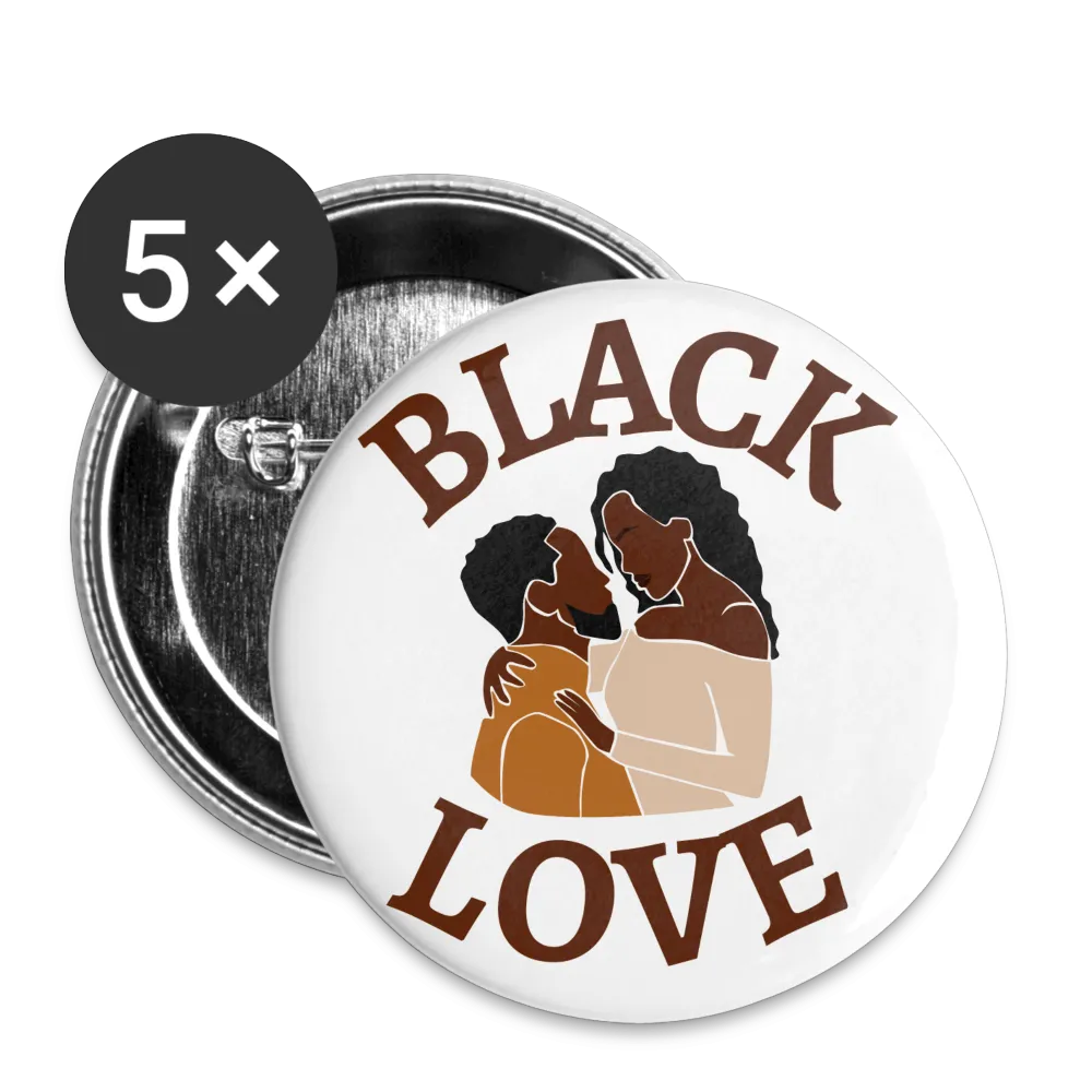 Black Love Buttons large 2.2'' (5-pack)