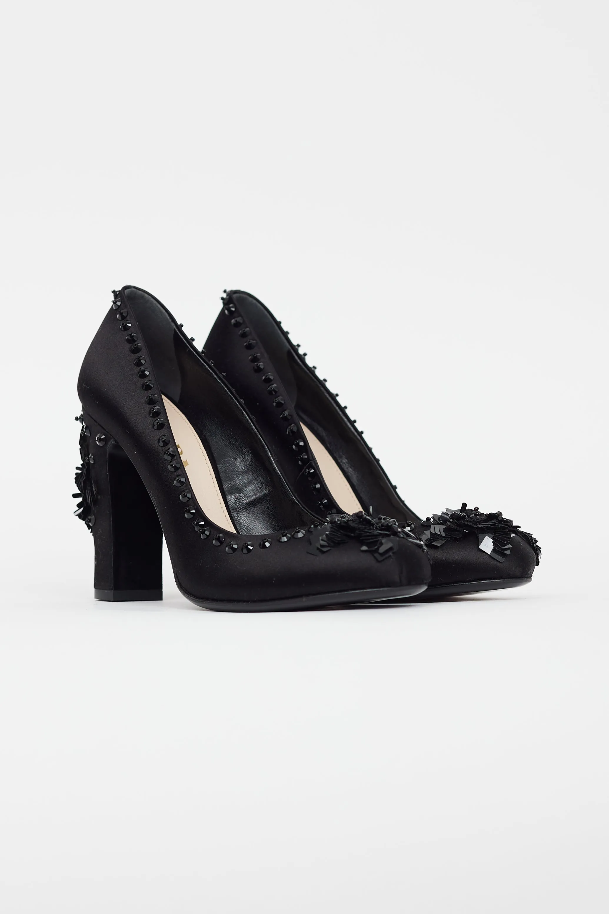 Black Satin Sequin Heel