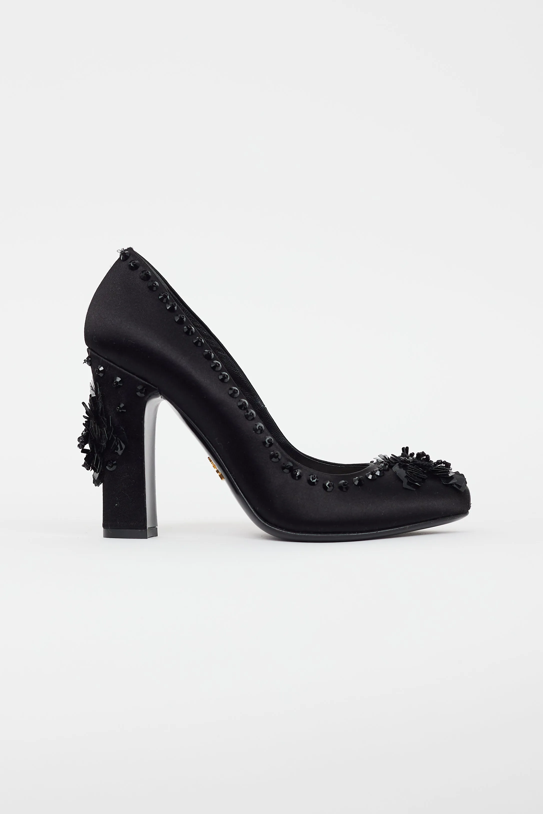 Black Satin Sequin Heel