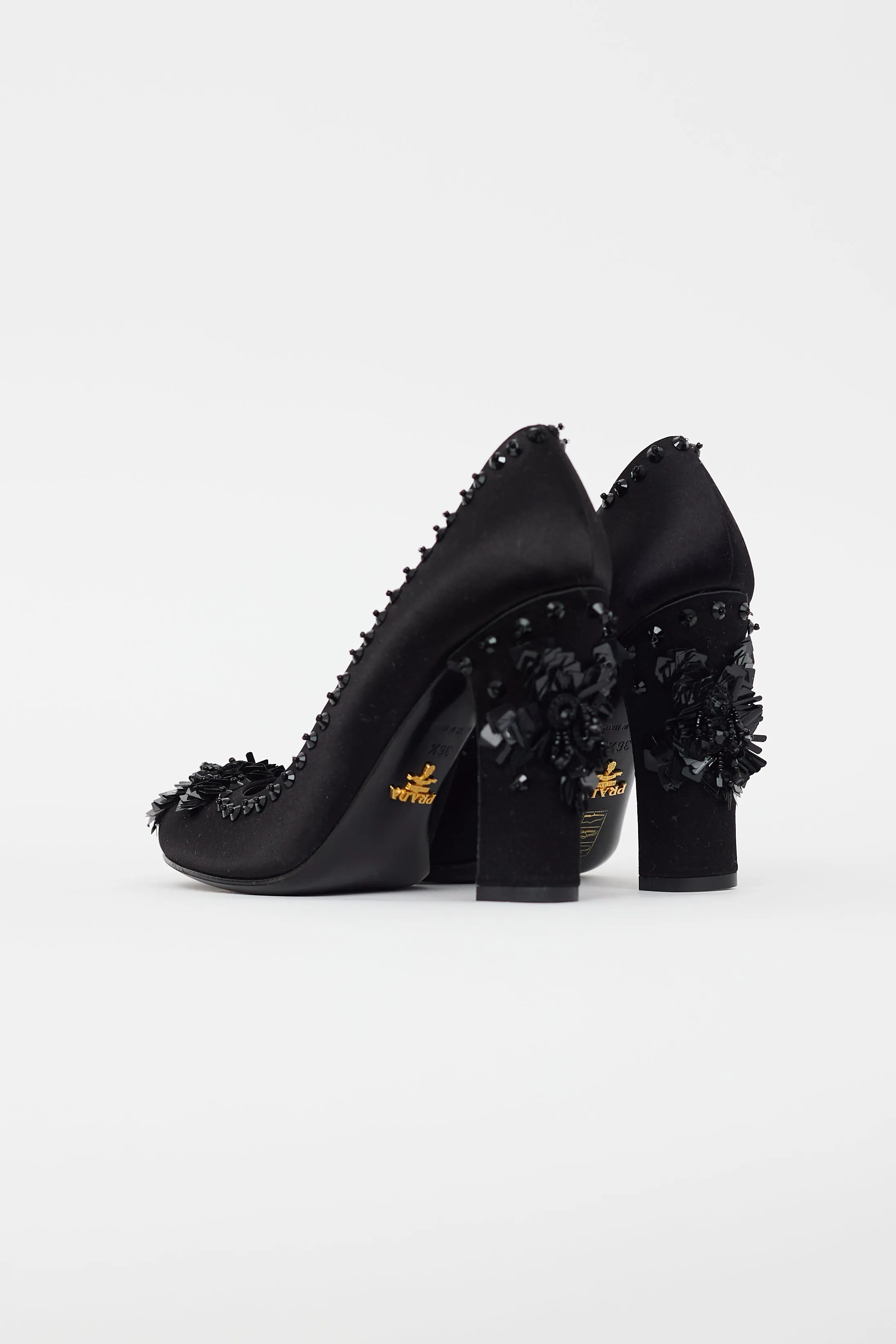 Black Satin Sequin Heel