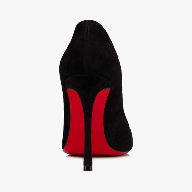 Black Suede Pump with Stiletto Heel