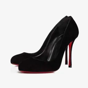 Black Suede Pump with Stiletto Heel