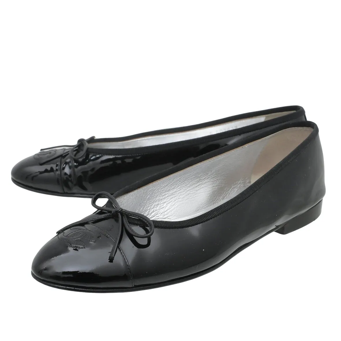 Chanel Black CC Cap Toe Flat Ballerina 40