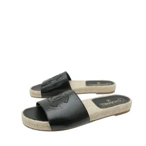 Chanel Black CC Slide Mules 38