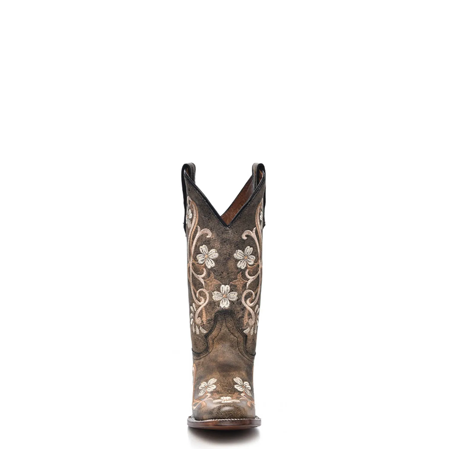 Circle G Ladies Embroidery Honey Cowhide Leather Cowgirl Boots