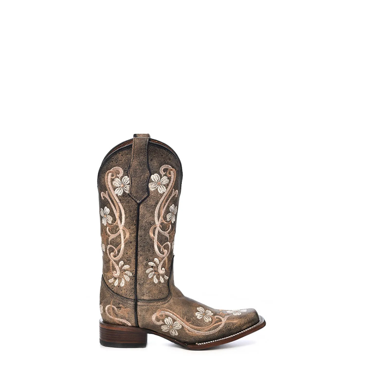Circle G Ladies Embroidery Honey Cowhide Leather Cowgirl Boots