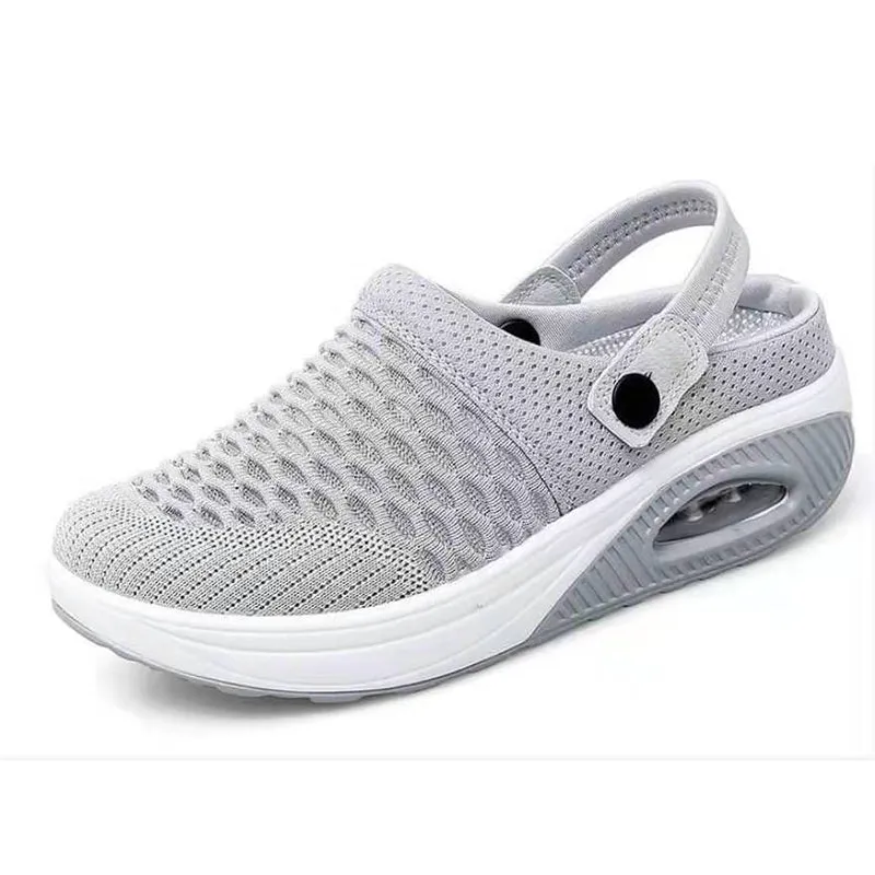 Cushion light platform sandals knit hollow slide closed toe sandals