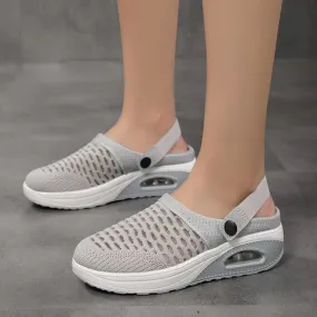Cushion light platform sandals knit hollow slide closed toe sandals