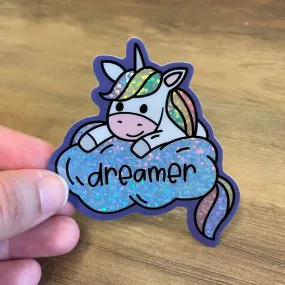 Dreamer Holographic Unicorn in the Clouds, 3-inch Sticker Dreamer Holographic Unicorn in the Clouds, 3-inch Sticker