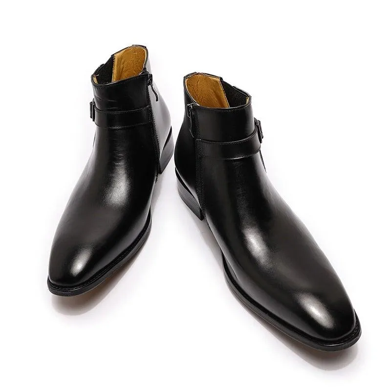 DW Men's Black/Blue High Top Zipper Chelsea Boot