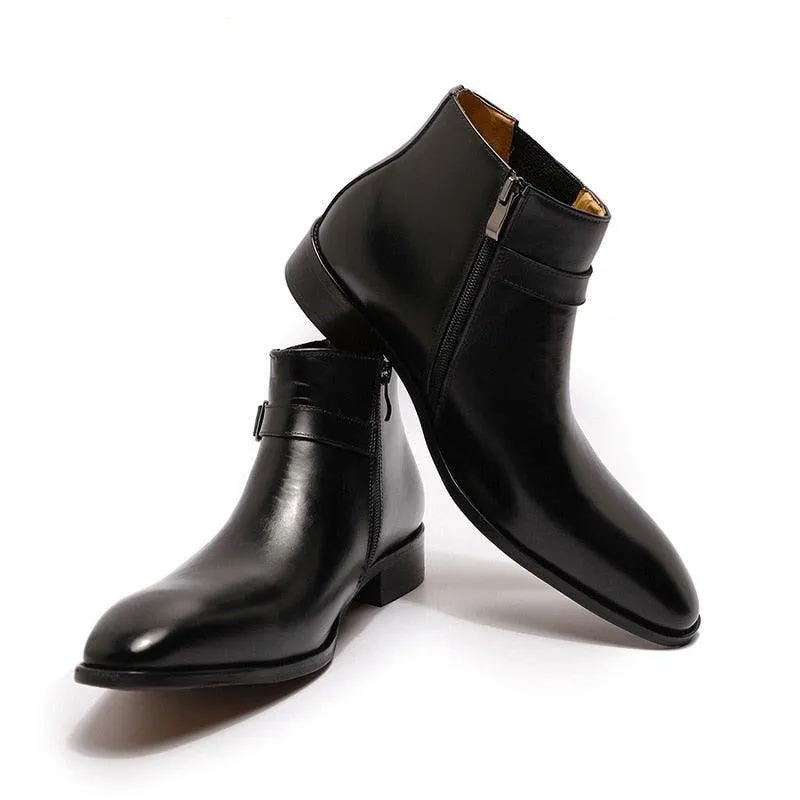 DW Men's Black/Blue High Top Zipper Chelsea Boot