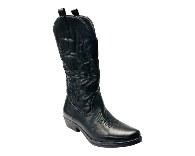 Embroidered Western Cowboy Mid Calf Boots