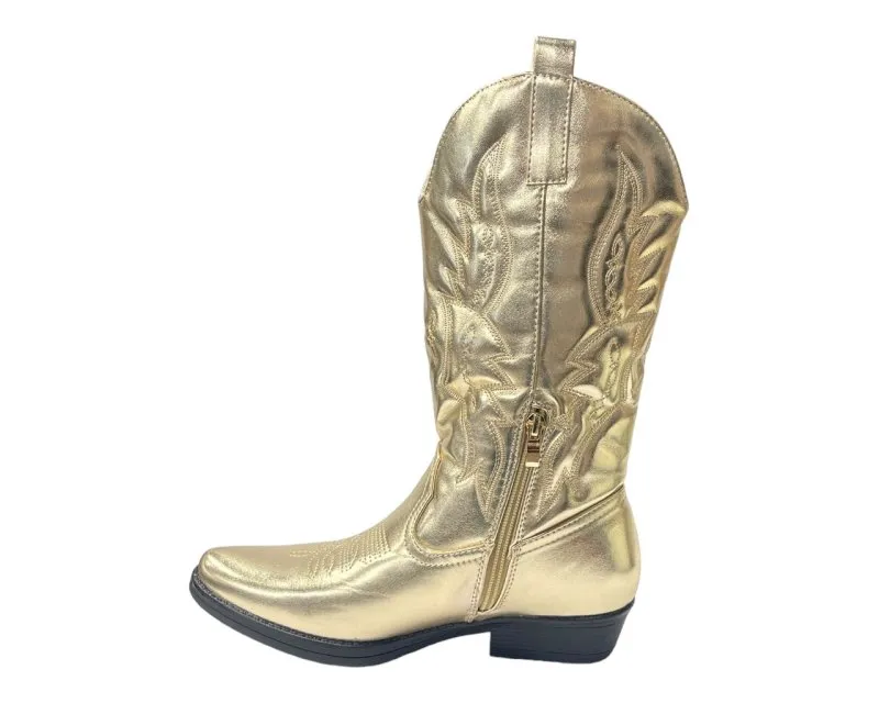 Embroidered Western Cowboy Mid Calf Boots