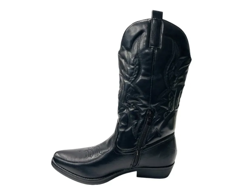 Embroidered Western Cowboy Mid Calf Boots