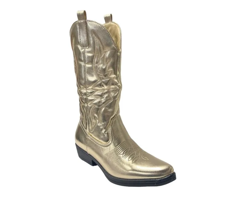 Embroidered Western Cowboy Mid Calf Boots